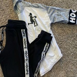 Justice HOOPS hooded shirt and joggers size 10